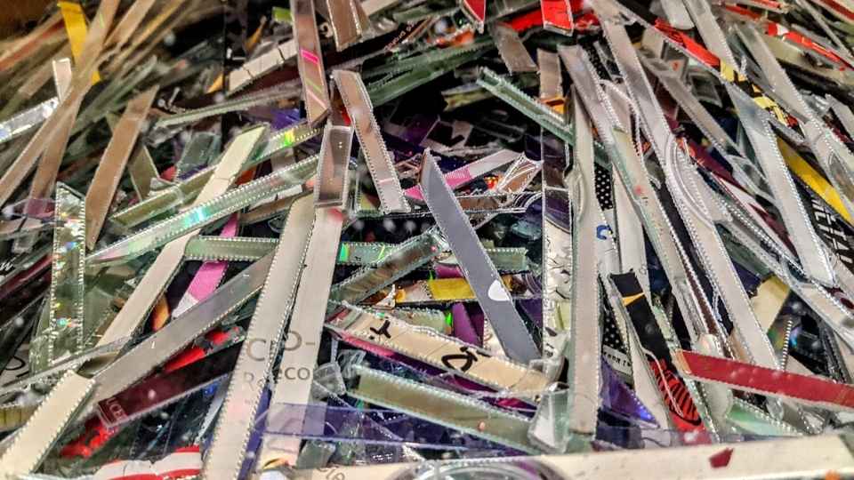 Shredded CDs as part of Revive Innovation’s installation at the Future Leap hub.