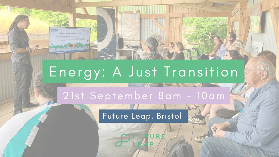 Banner for event on a just transition to energy