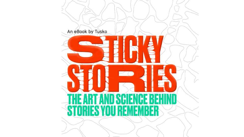 Sticky Stories in orange text