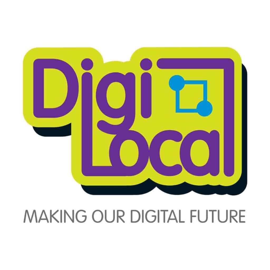 Digi Local logo, green and purple