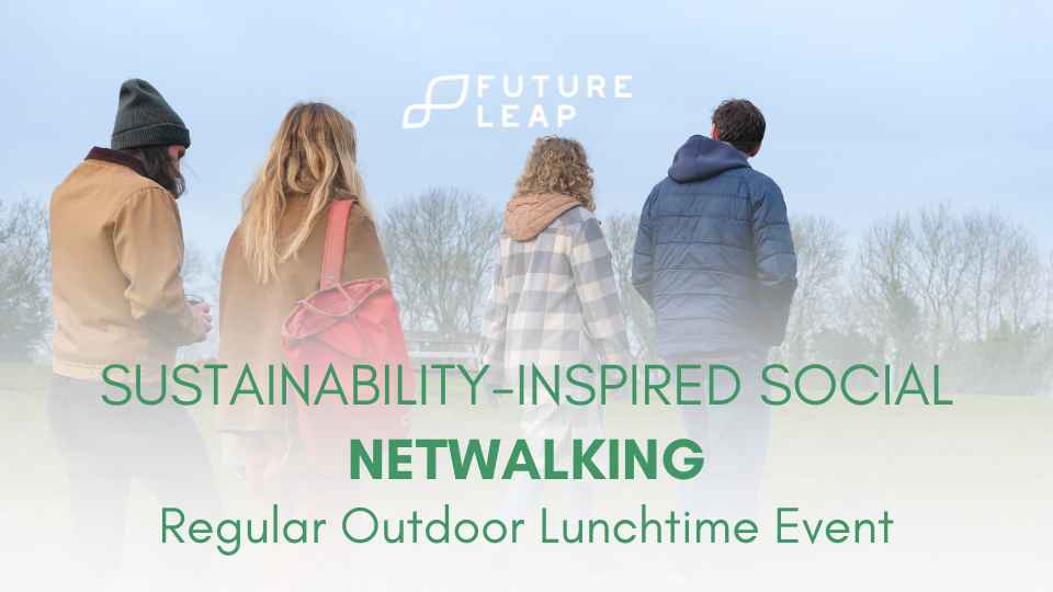 netwalking event banner with people walking in a park