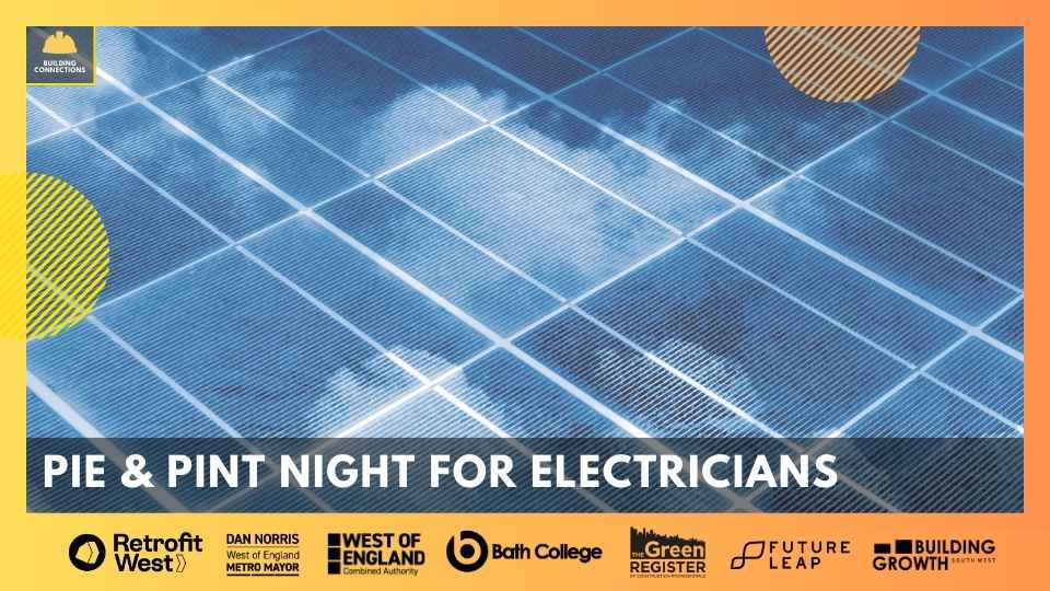 Event banner for pie and pint night for electricians