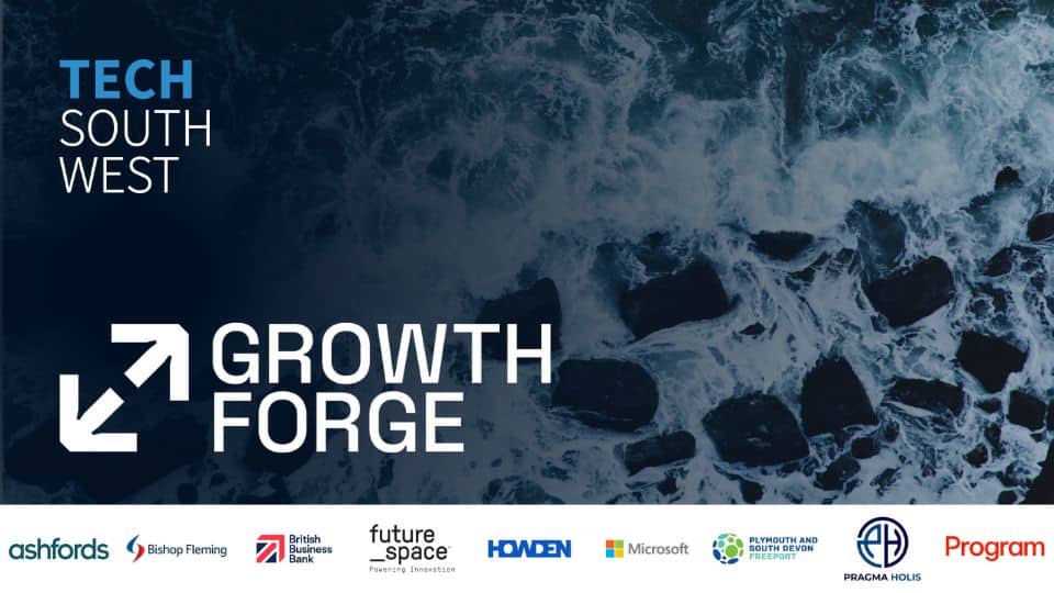 A digital event flyer for Tech South West, Growth Forge, 25th Feb 2025.