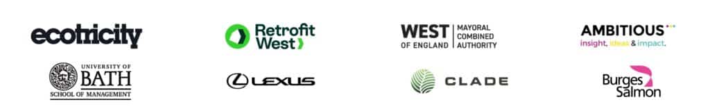A grid of business logos including Ecotricity and Retrofit West.