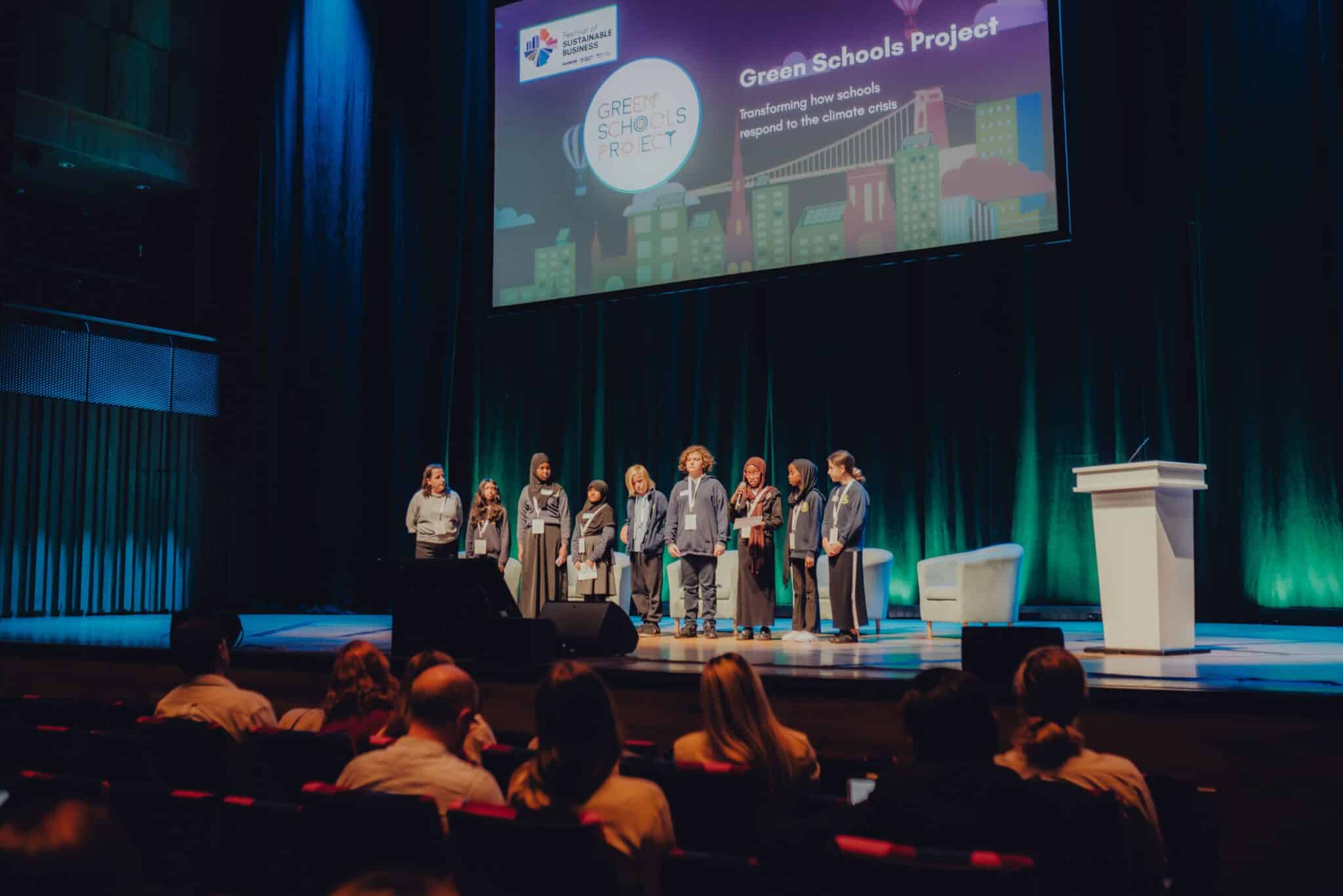 Green Schools Project Students present on the Beacon Hall stage